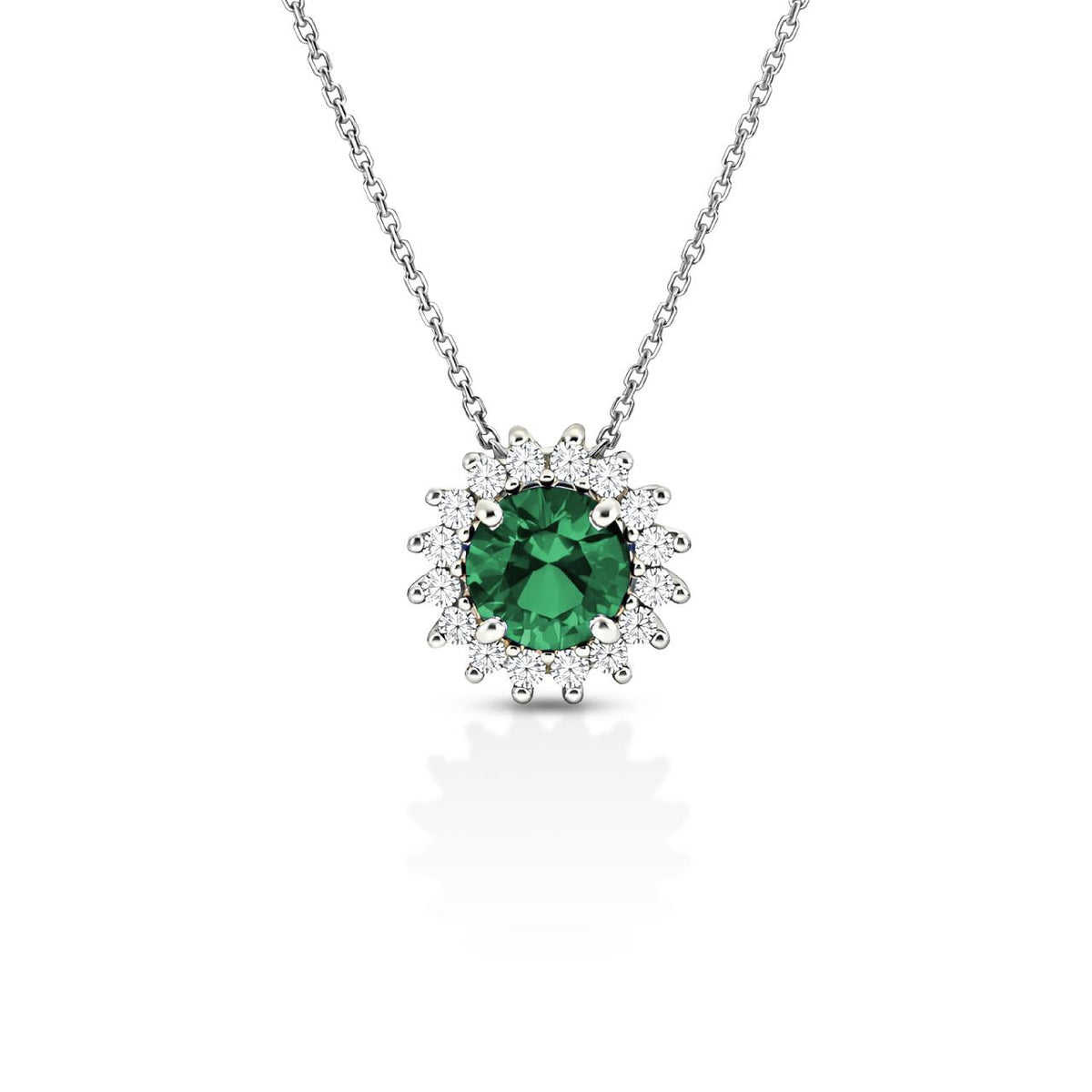 Collana iGold modello Kate Tondo in Oro Bianco 9Kt e Zircone Verde