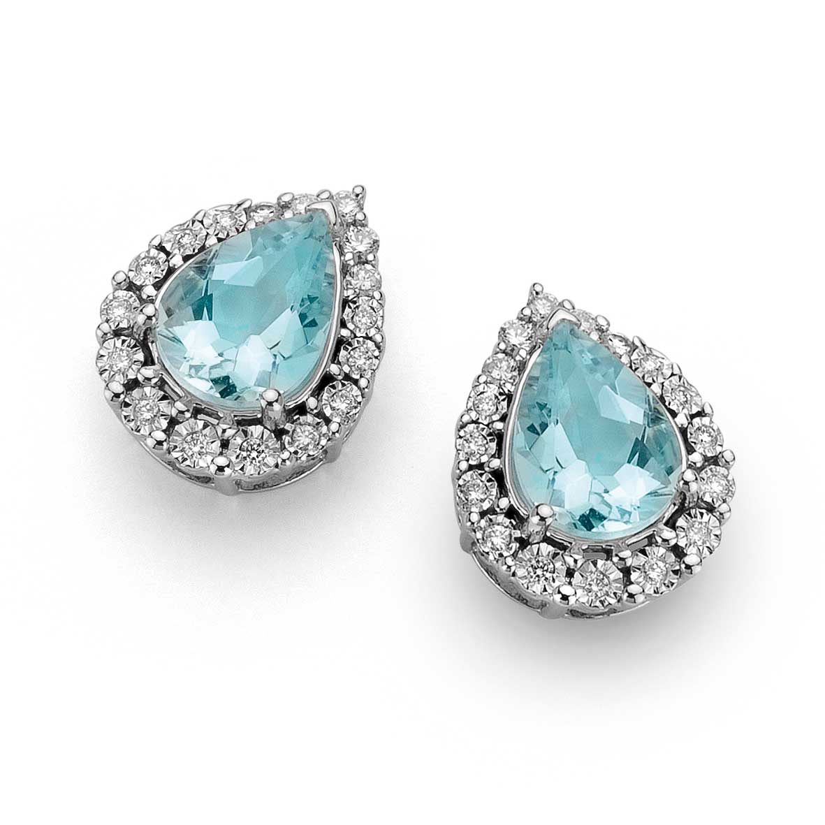 Orecchini Donna Oro 18KT con Acquamarina Ct. 1.40 e Diamanti