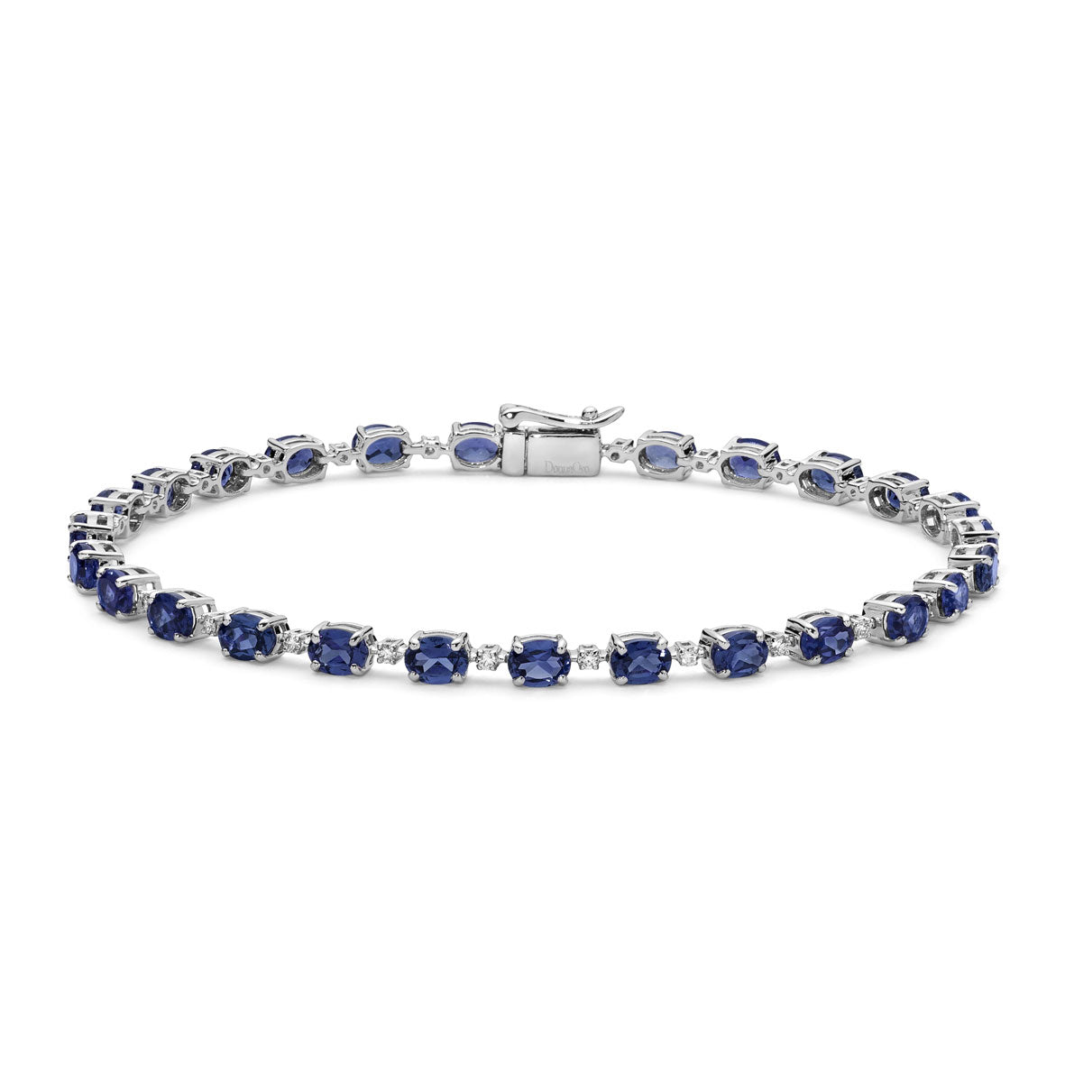 Bracciale Tennis Donna Oro 18KT con Diamanti ct 0.22 e Zaffiri Ct. 5.70