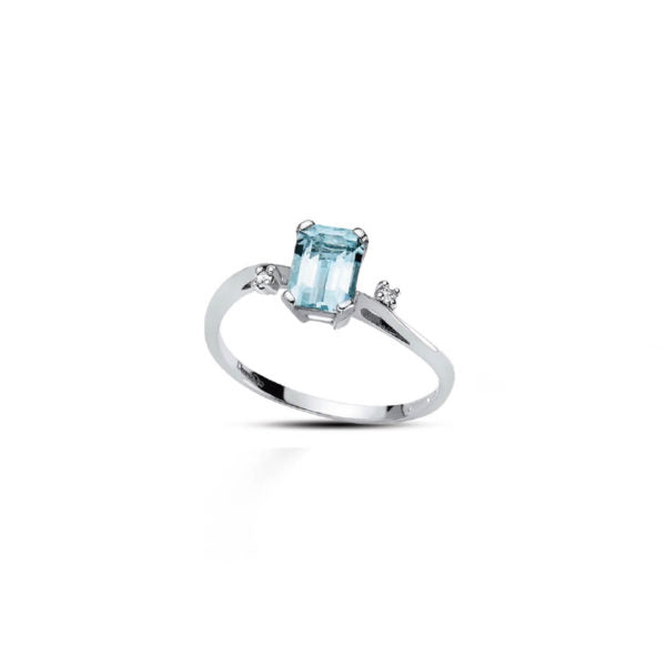 Anello DonnaOro con Acquamarina e Diamanti