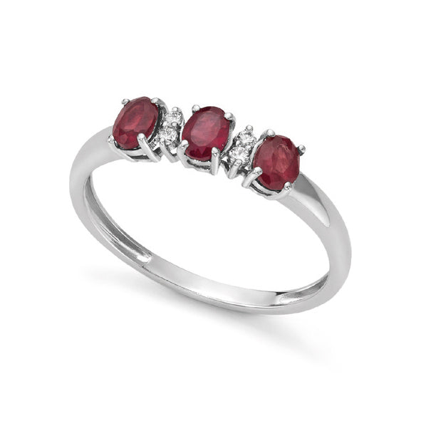 Anello Trilogy Donna Oro 18KT con Rubini Ct. 0.60 e Diamanti