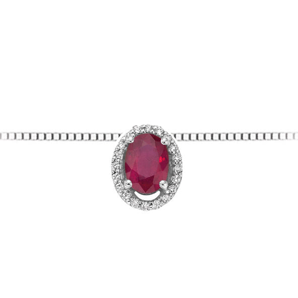 Collana Donna Oro 18KT con Rubino Ct 0.90 e Diamanti