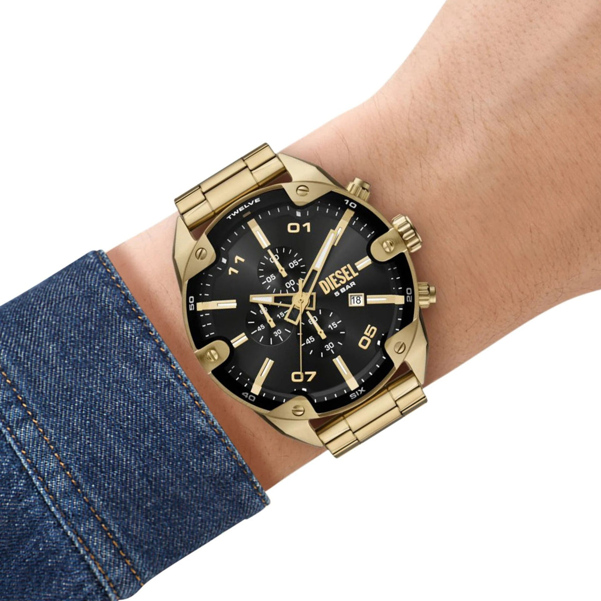 Orologio Uomo Diesel Spiked in Acciaio Dorato