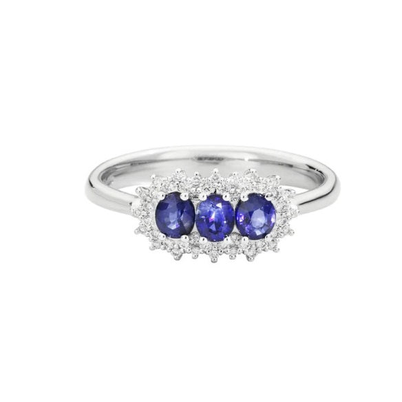 Anello Trilogy Recarlo Camelia con Diamanti e Zaffiro