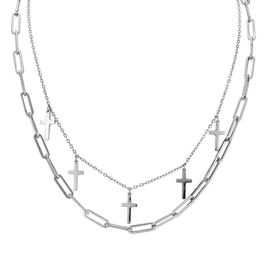 Collana doppio filo con croci MY/GR01
