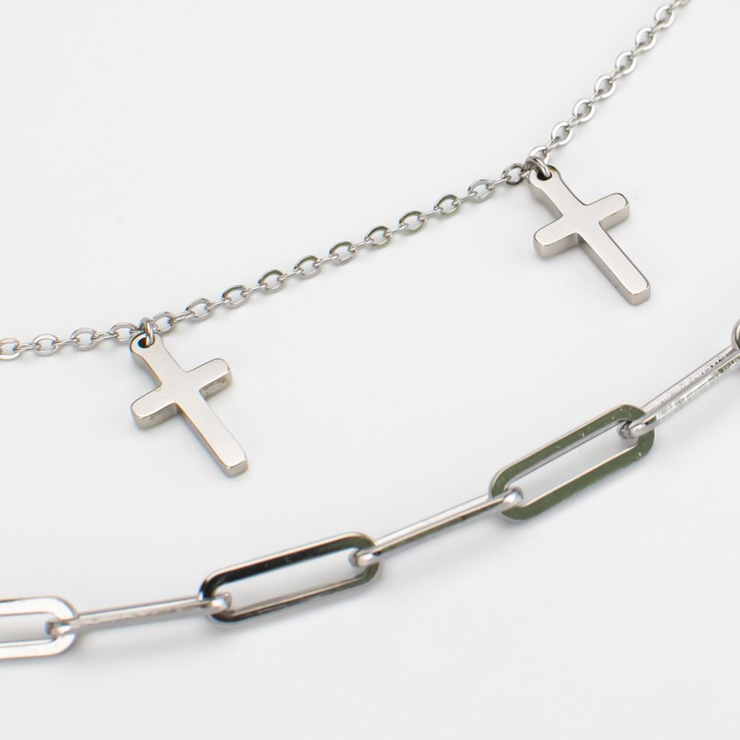 Collana doppio filo con croci MY/GR01