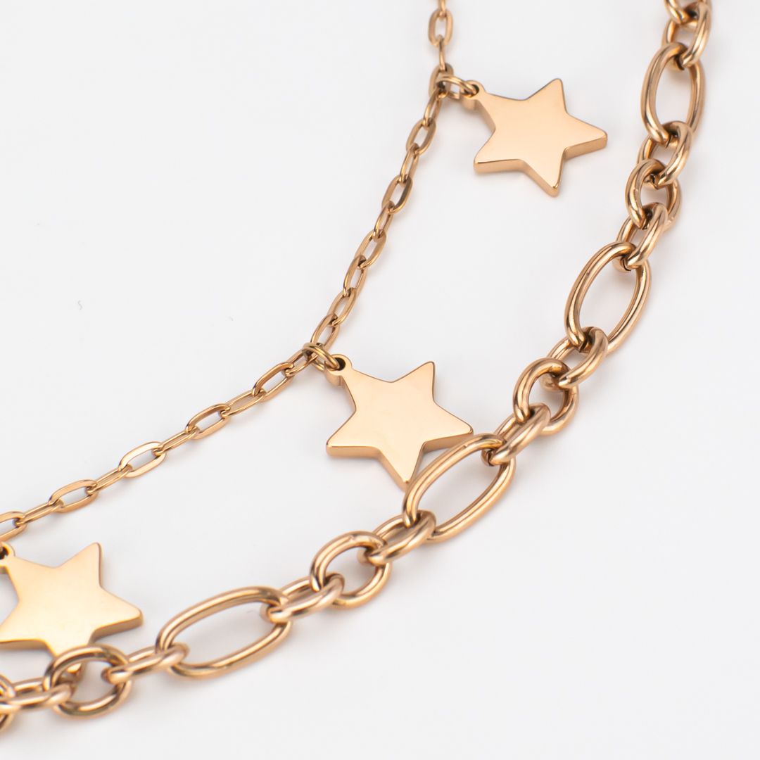 Collana doppio filo color Oro 18KT 18KT con stelle MY/GR06