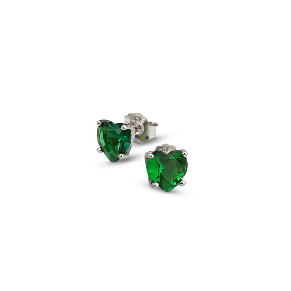 Orecchini Donna Boccadamo in Argento con Cuore Verde