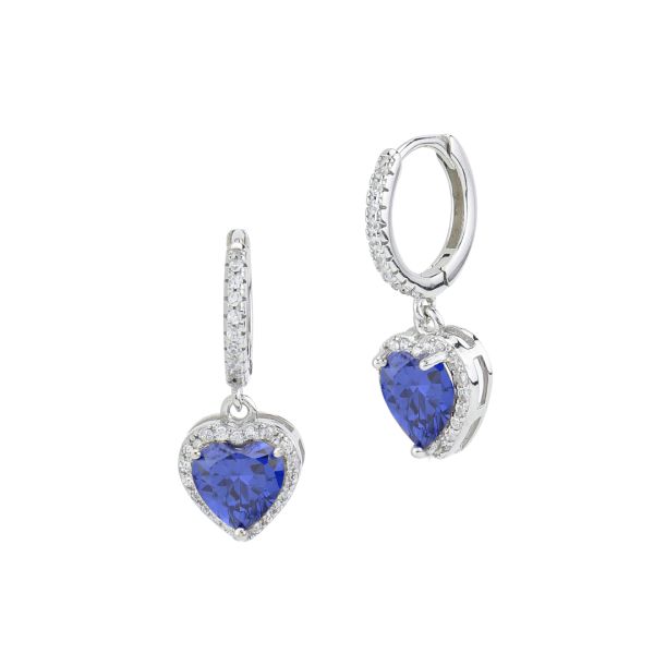 Orecchini Cerchi Donna Boccadamo in Argento con Cuore Blu