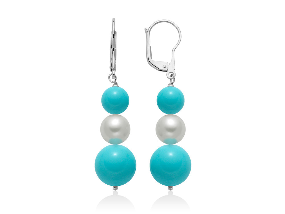 Orecchini Donna Miluna in Argento con Turchese e Perla