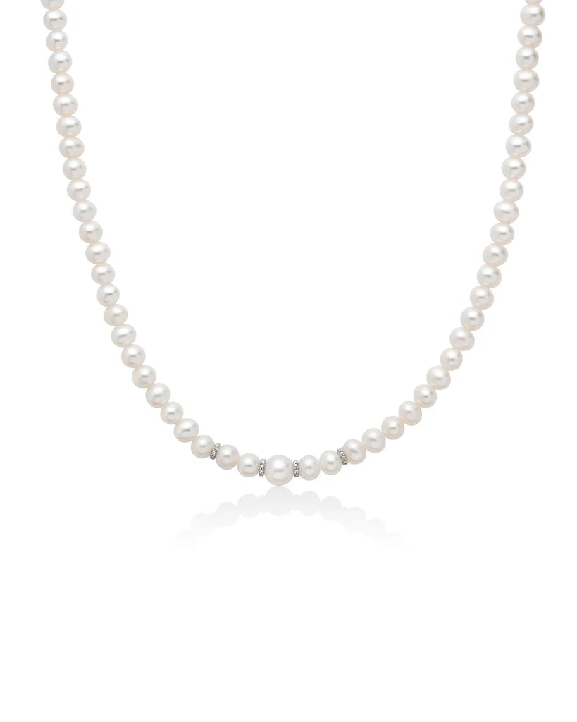 Collana di Perle mm. 5-5,5 Miluna in Oro 18KT 18KT e Diamanti