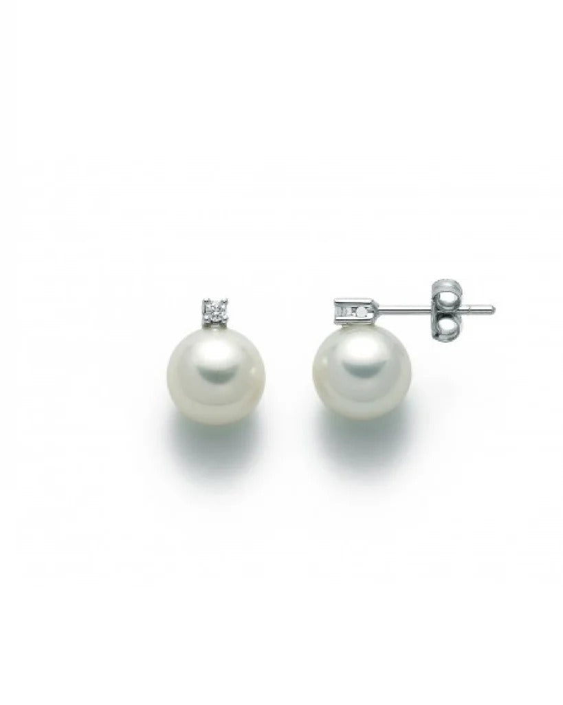 Orecchini Miluana in Oro 18KT 18KT con Perle mm. 8-8,5 e Diamanti
