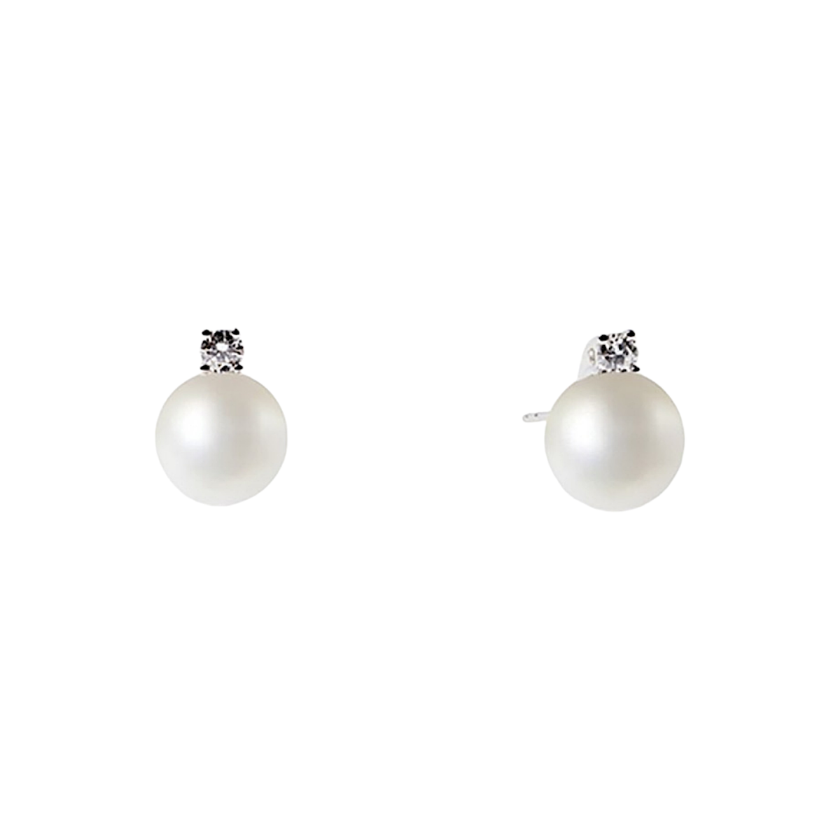Orecchini Donna Oro 18KT con Diamanti e Perle Naturali mm 5-5,5