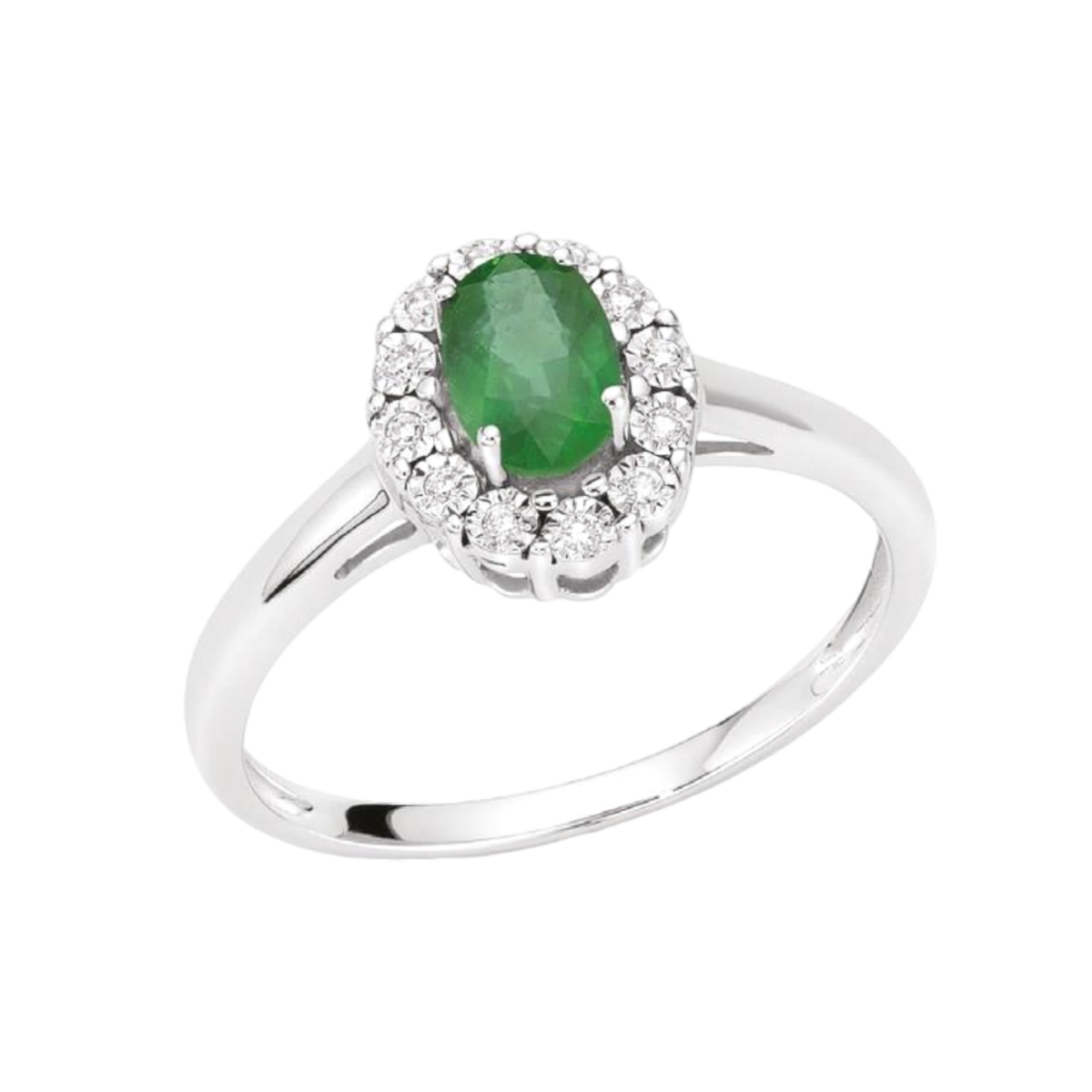 Anello Donna Oro 18KT con Smeraldo Ct 0.45 e Diamanti
