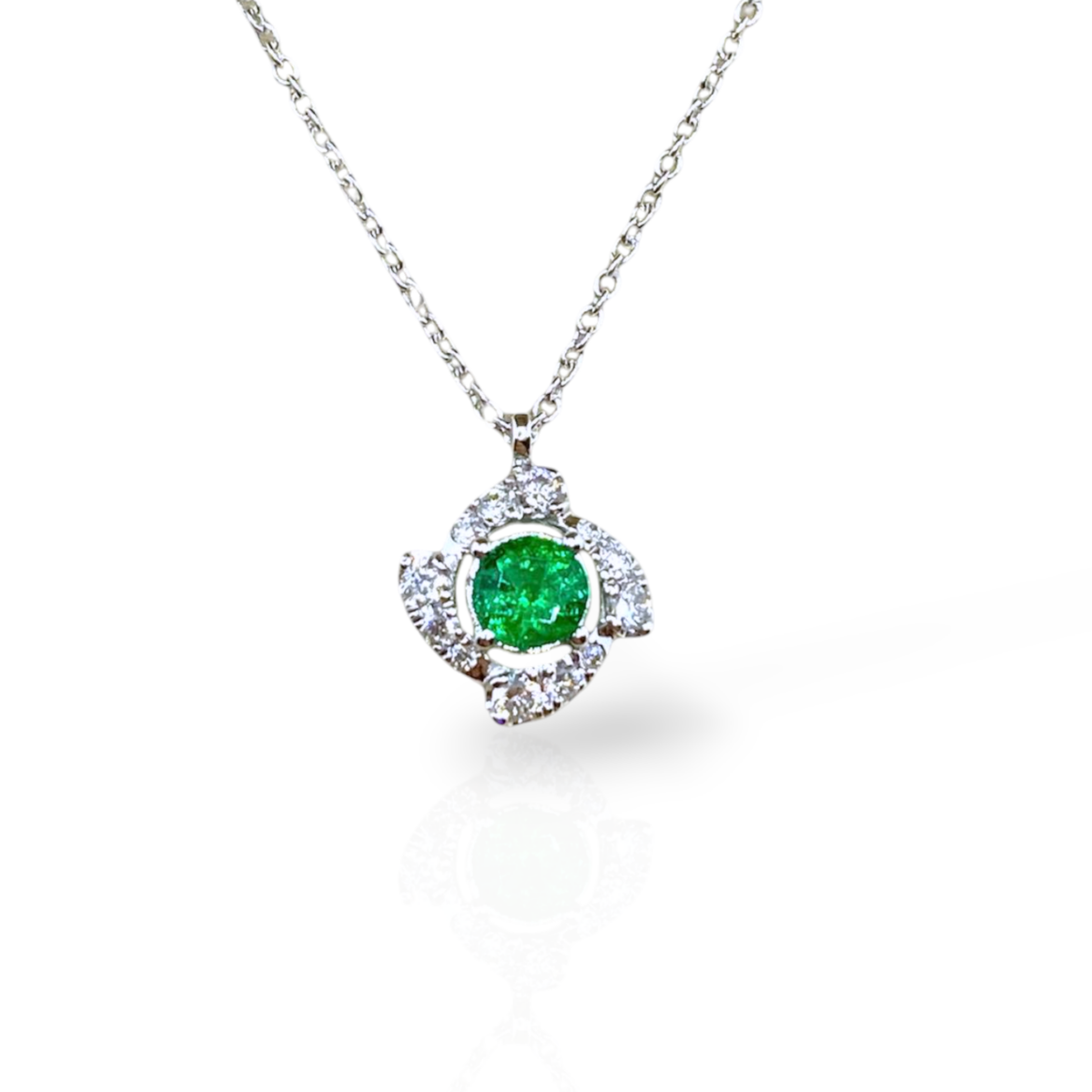 Collana Crivelli in Oro 18KT 18KT con Diamanti e Smeraldo