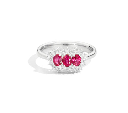 Anello Trilogy Recarlo Camelia con Diamanti e Rubini