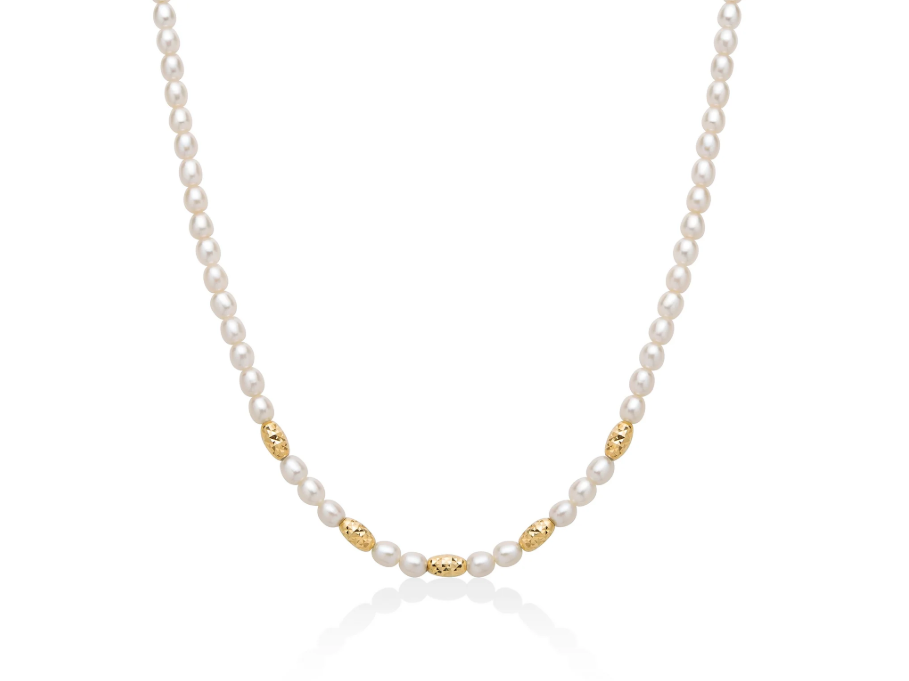 Collana Miluna "Pepite di Perle" in Argento Dorato