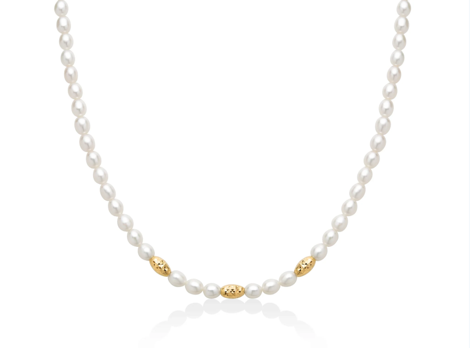 Collana Miluna "Pepite di Perle" in Argento Dorato
