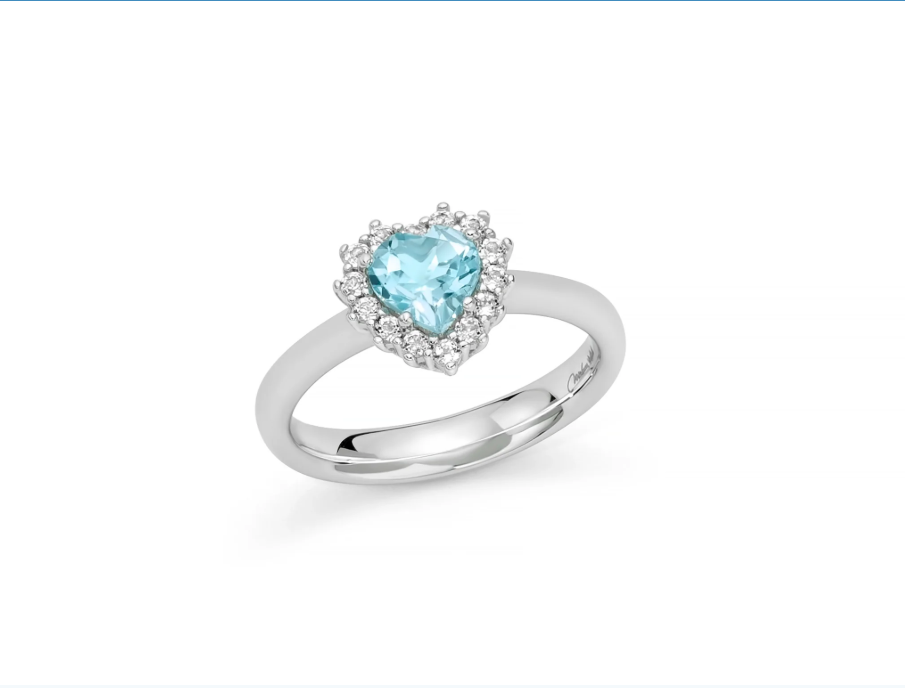 Anello a Cuore Miluna in Argento e Topazio - Gemma del Cielo