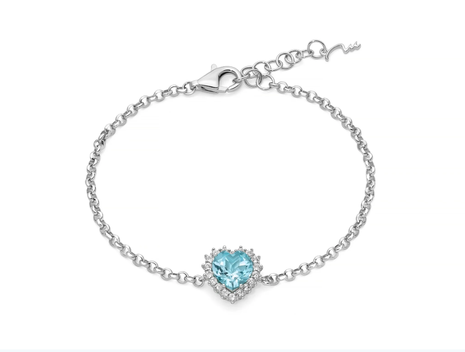 Bracciale a Cuore Miluna in Argento e Topazio - Gemma del Cielo