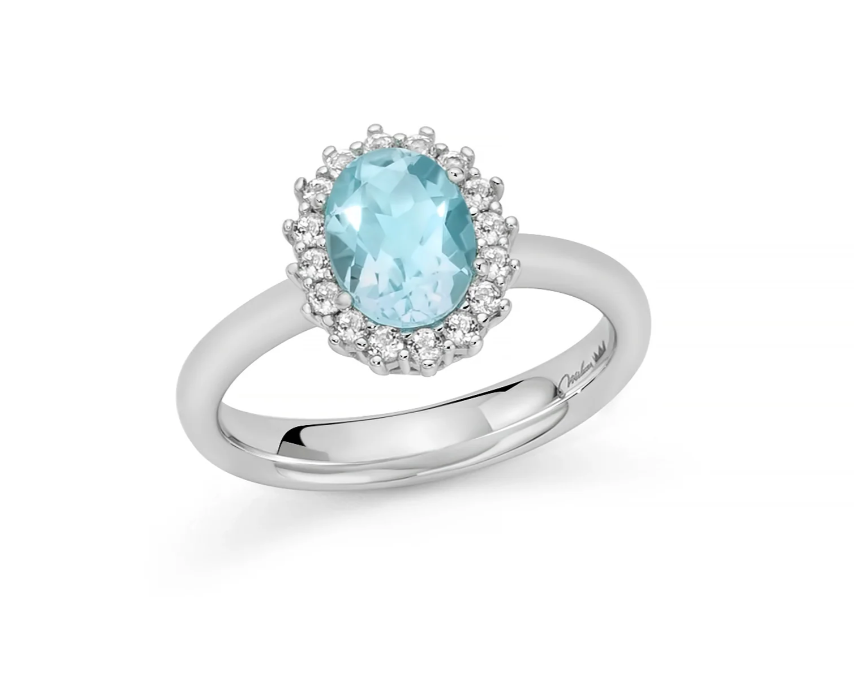 Anello Ovale Miluna in Argento e Topazio - Gemma del Cielo