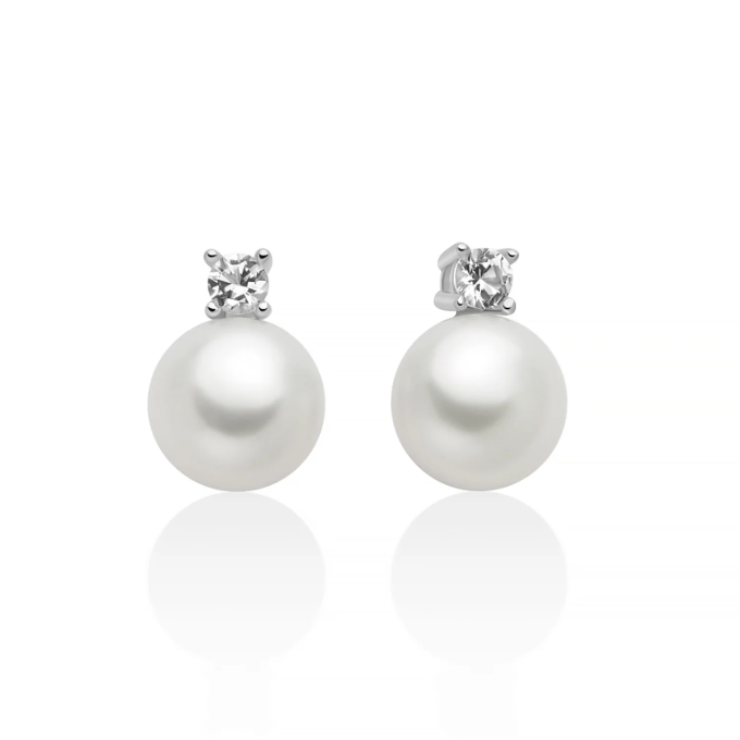 Orecchini a Lobo Miluna Eva in Argento e Perle 8,5-9 mm