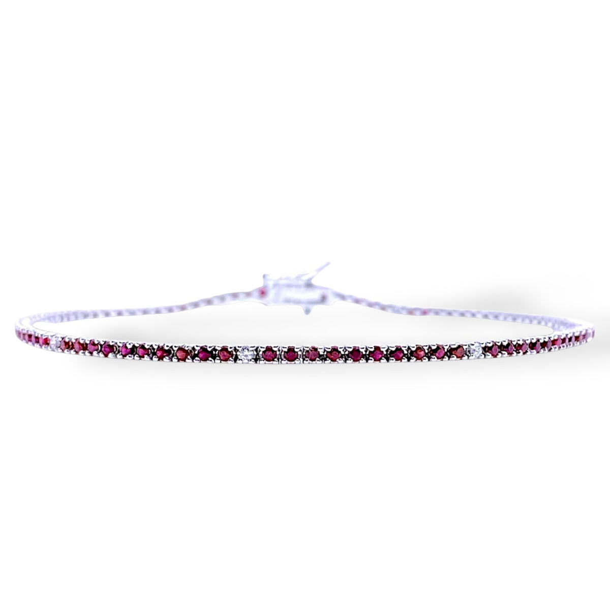 Bracciale Tennis PG Gioielli in Oro 18KT con Diamanti e Rubini Ct. 1.61