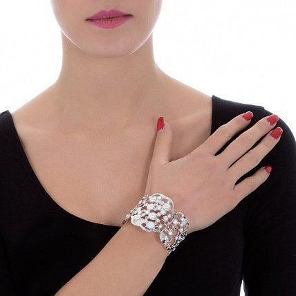 Bracciale rigido con nuvola di perle Swarovski cabochon