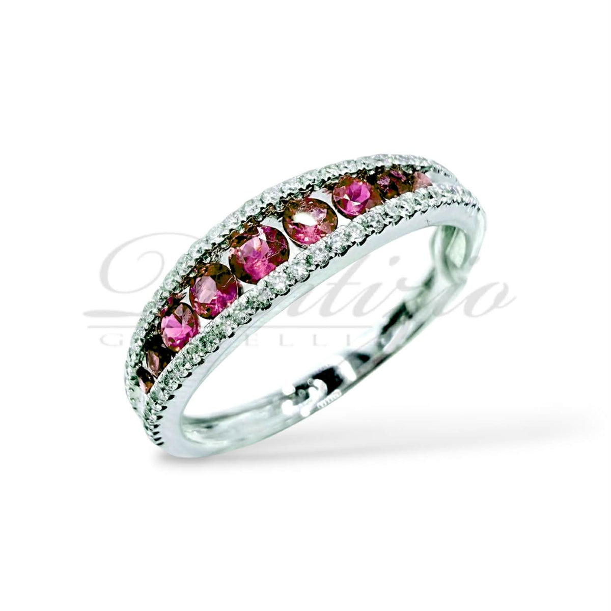 Anello Donna Veretta Crivelli con Rubini Ct 0.42 e Diamanti