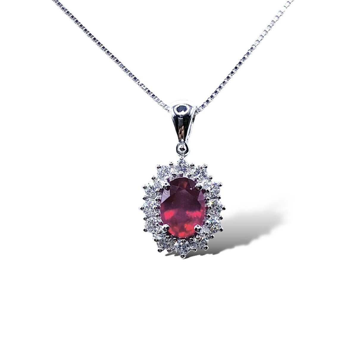 Collana Pg Gioielli in Oro 18KT 18KT con Diamanti e Rubino Ct. 1,38