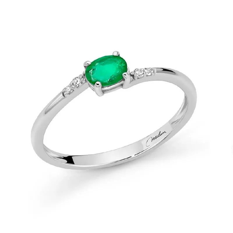 Anello Miluna Gemme in Oro 18KT 9KT e Smeraldo Ct. 0.32