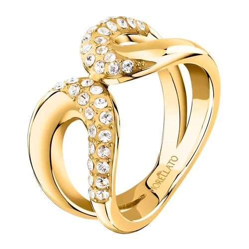 Anello Donna Morellato in Acciaio Dorato con Zirconi Design