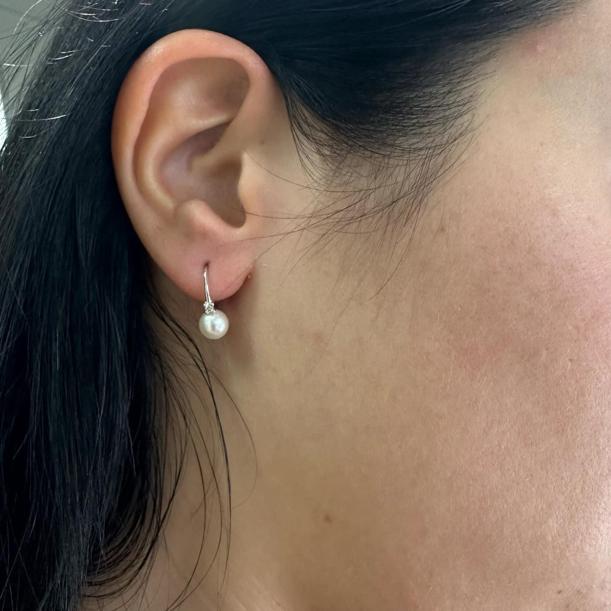 Orecchini Donna Ora con Perle Naturali mm 6-6,5 e Diamanti