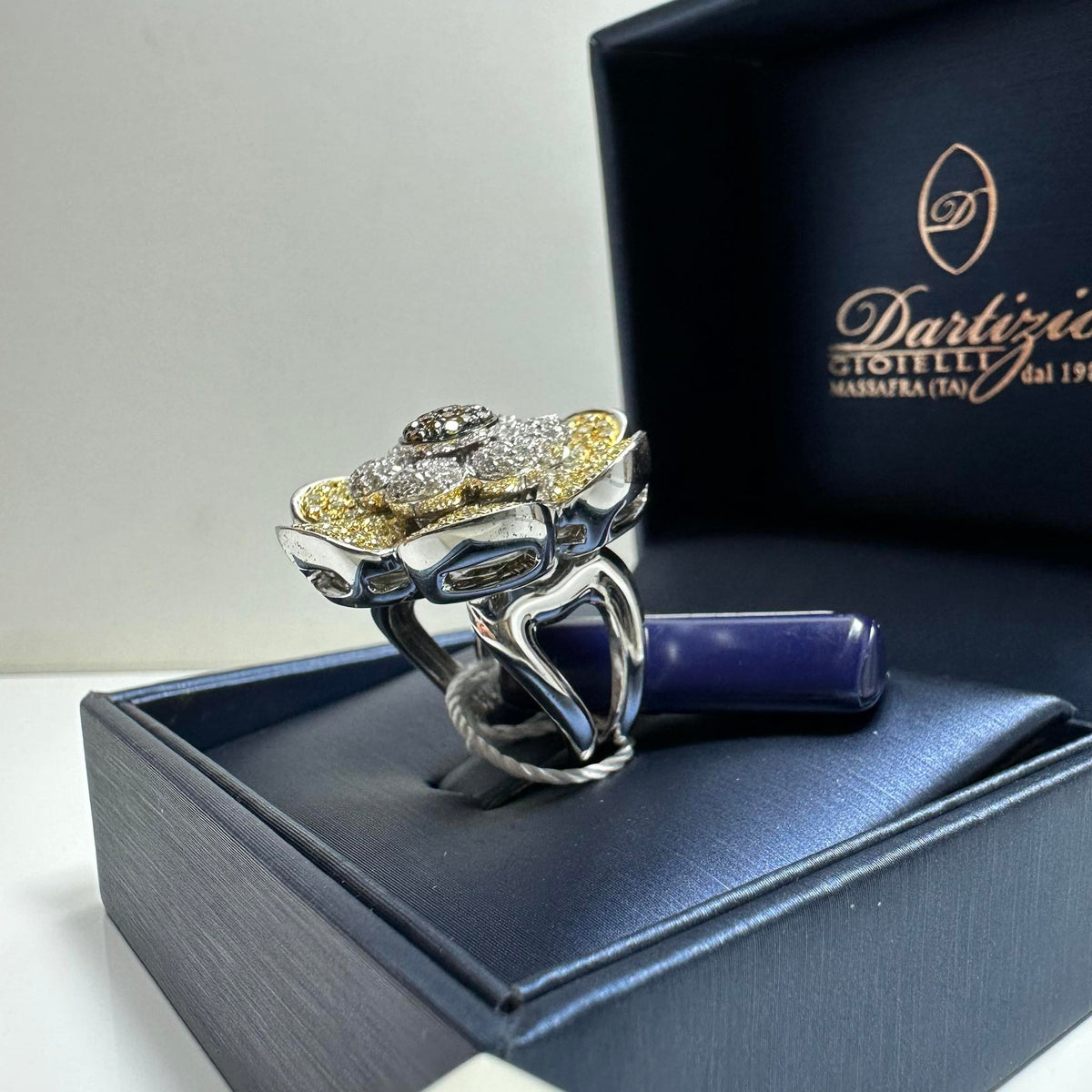 Anello Dartizio Gioielli a Fiore in Oro 18KT 18KT con Diamanti
