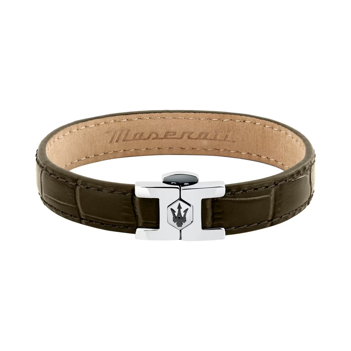 Bracciale Uomo Maserati in Acciaio e Pelle Marrone