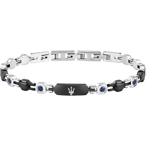Bracciale Uomo Maserati in Acciaio Nero e Zaffiri Lab Grown