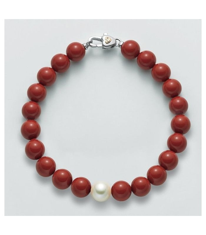 Bracciale Donna Miluna in Argento con Corallo Rosso e Perla