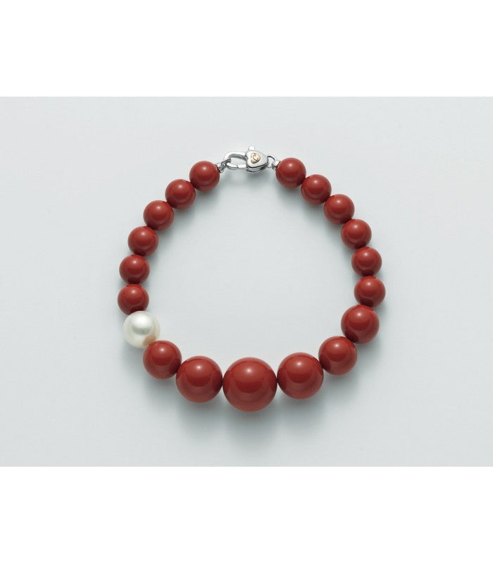 Bracciale Donna Miluna in Argento con Corallo Rosso e Perla