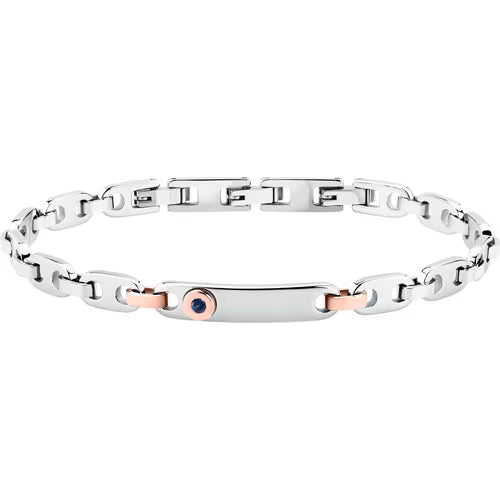 Bracciale Uomo Morellato Motown in Acciaio e Zircone Blu