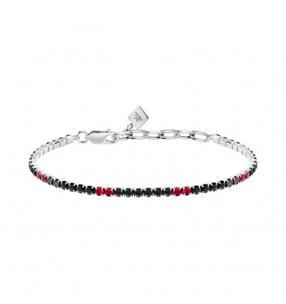 Bracciale Tennis Uomo Morellato in Argento e Zirconi Neri e Rossi