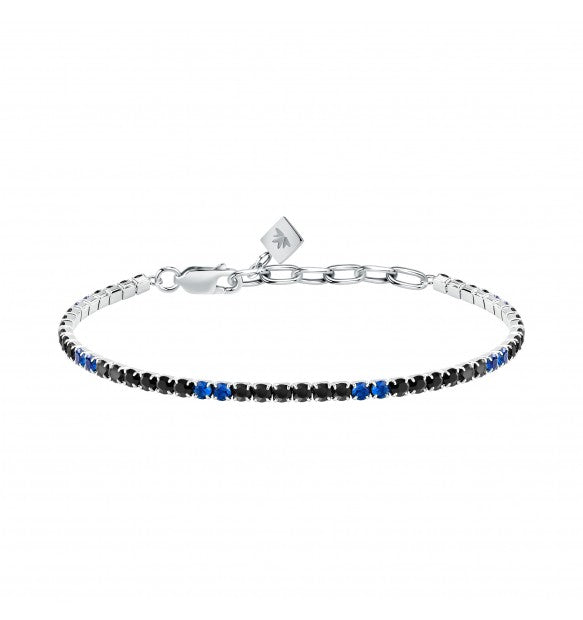 Bracciale Tennis Uomo Morellato in Argento e Zirconi Blu e Neri