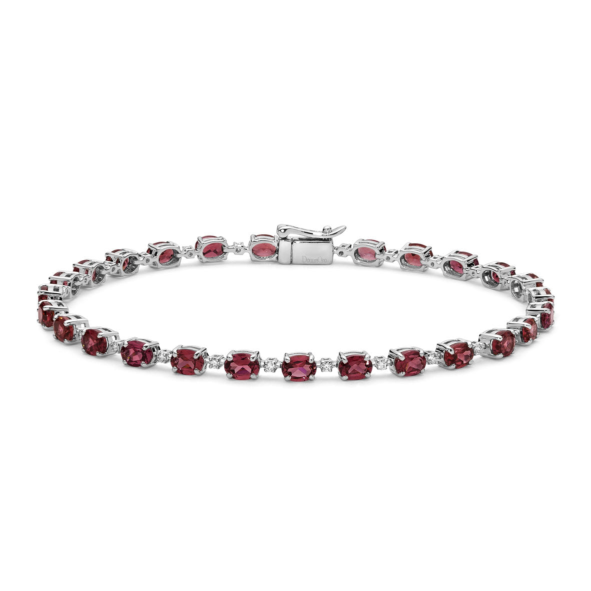 Bracciale Tennis Donna Oro 18KT con Diamanti e Rubini Ct. 6.50