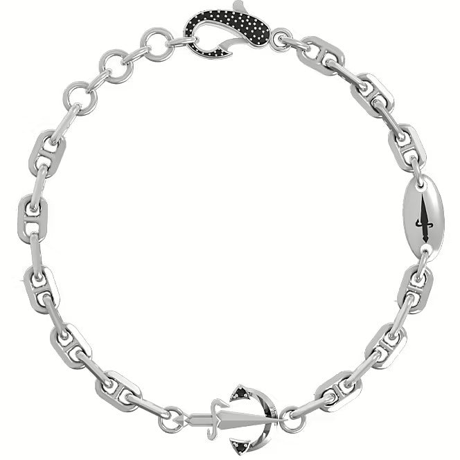 Bracciale Uomo Cesare Paciotti in Argento con Spinelli Neri