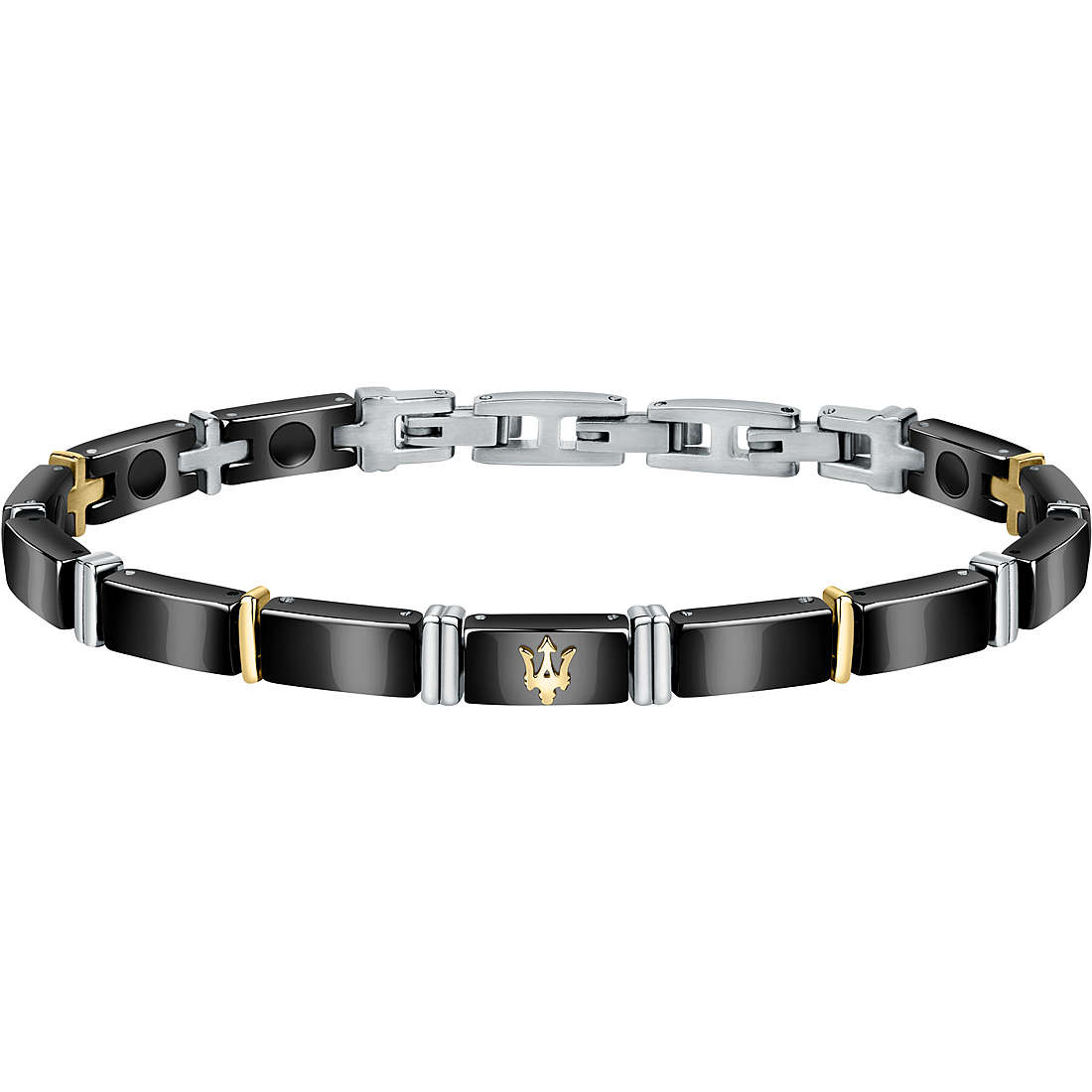 Bracciale Uomo Maserati in Acciaio e Ceramica Nera JM221ATZ03