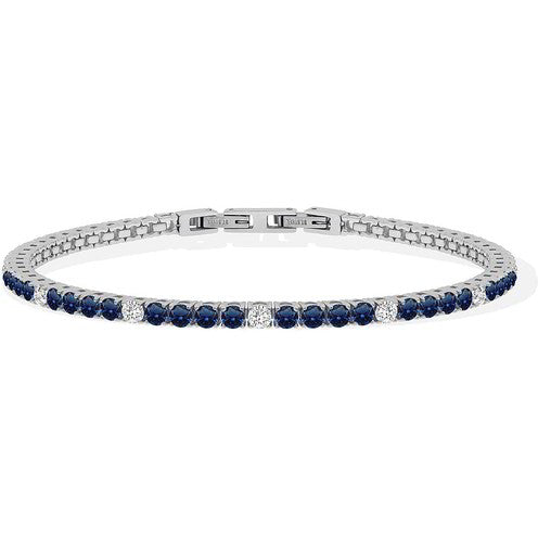 Bracciale Tennis Uomo Liu Jo in Acciaio e Zirconi Blu e Bianchi