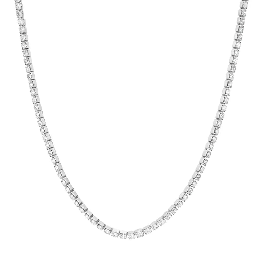 Collana Tennis Stroili in Metallo Rodiato e Cristalli