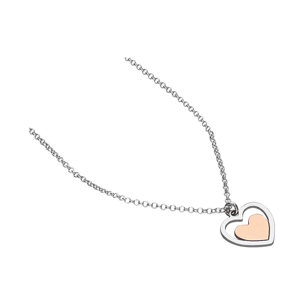 Collana Stroili Doppio Cuore in Argento Bicolore - Silver Shine