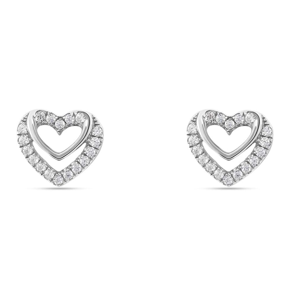Orecchini Donna Stroili a Cuore in Argento e Zirconi