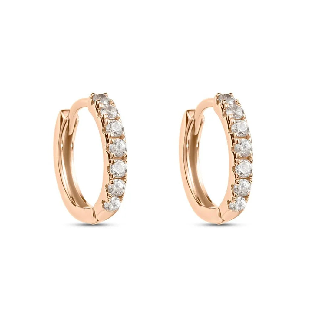 Orecchini a Cerchio Stroili in Argento Rosè e Zirconi - 15 mm