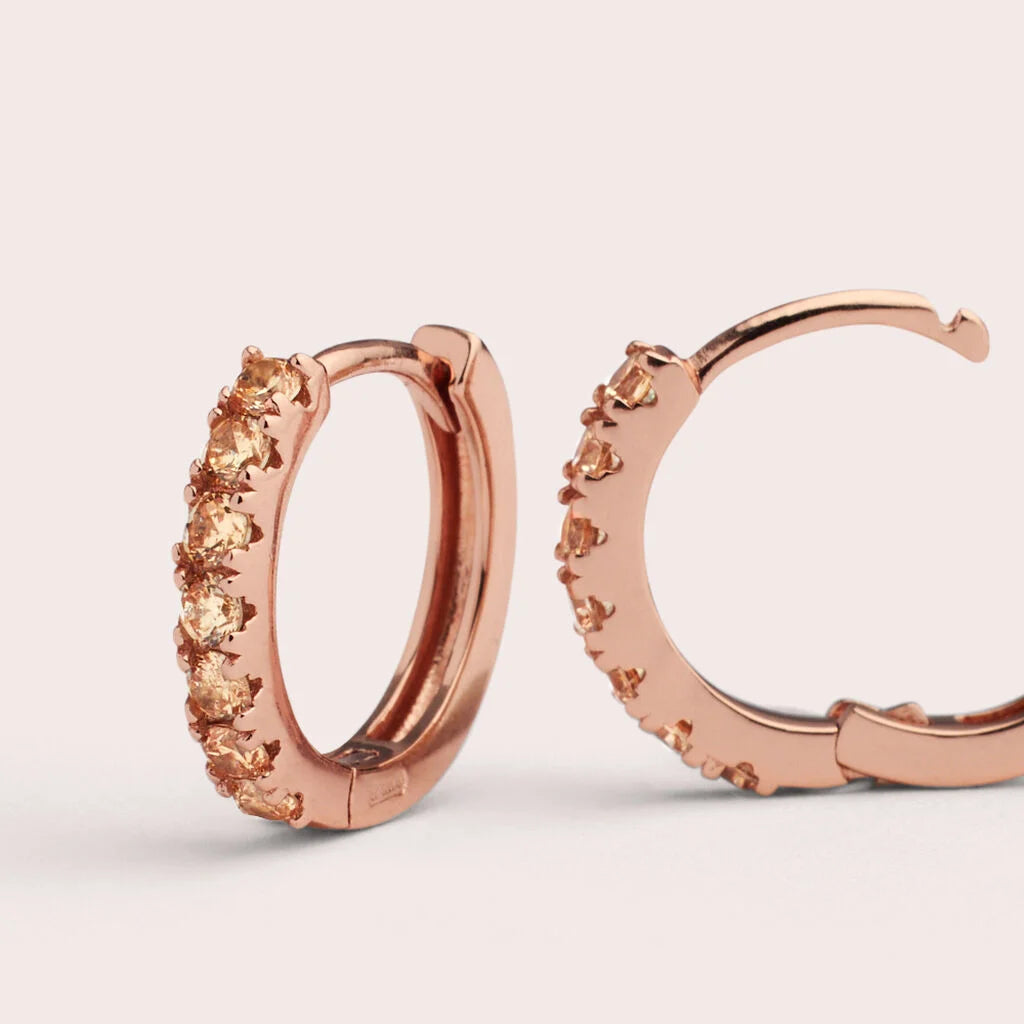 Orecchini a Cerchio Stroili in Argento Rosè e Zirconi - 15 mm